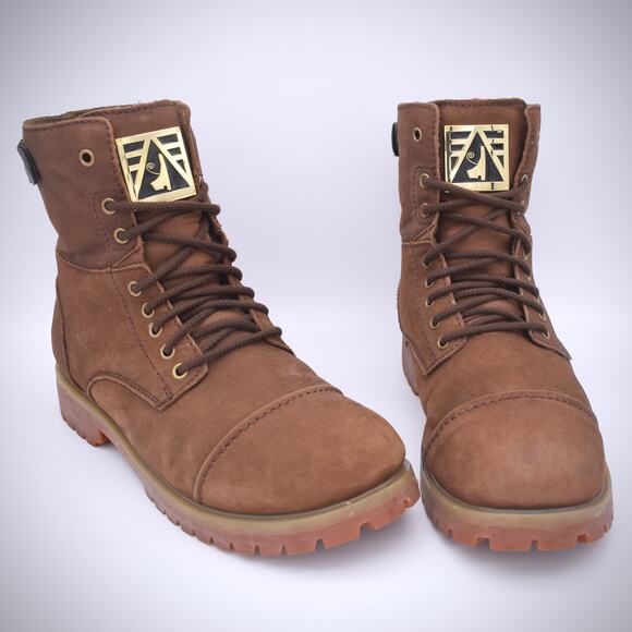 Negash Brown Leather Boots Size 9 - Rugged & Stylish with Shearling Lining - Picture 1 of 8